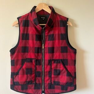 Racheal Womens Large Boutique Buffalo Plaid Vest Red & Black